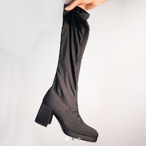 90s vintage stretch satin sock platform boots 5.5